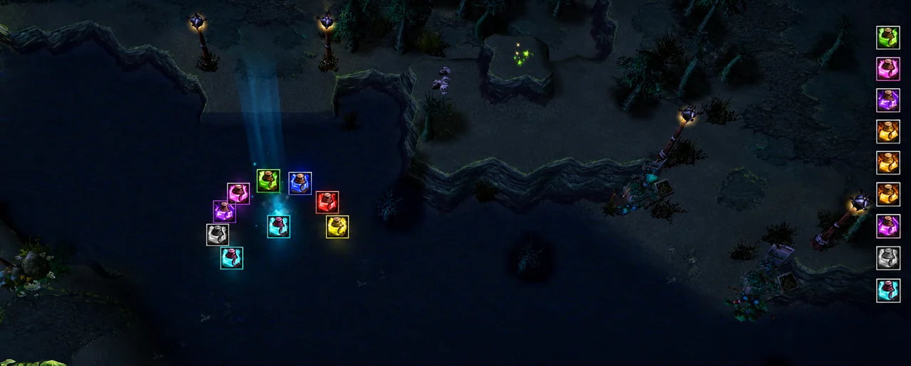 Runas disponíveis no mapa e no HUD lateral.